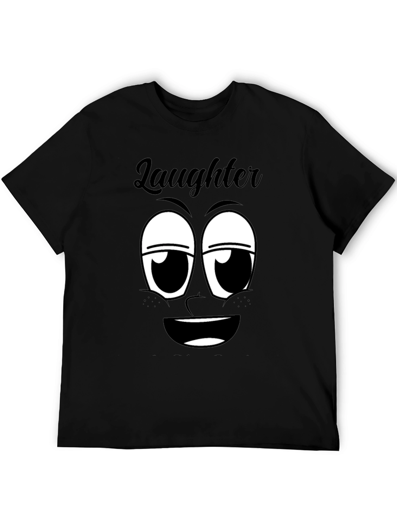 Laughter Face Graphic T-Shirt - Black Cotton Tee