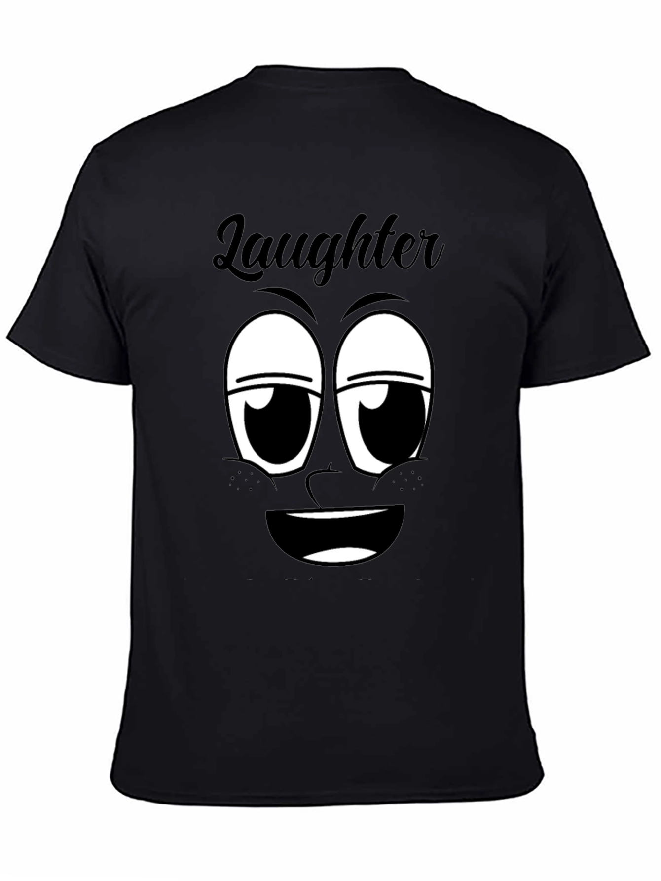 Laughter Face Graphic T-Shirt - Black Cotton Tee