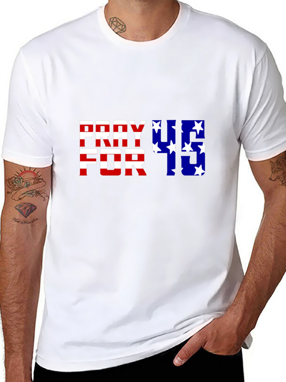 Pray for 45 Graphic Tee - Patriotic American Flag Shirt