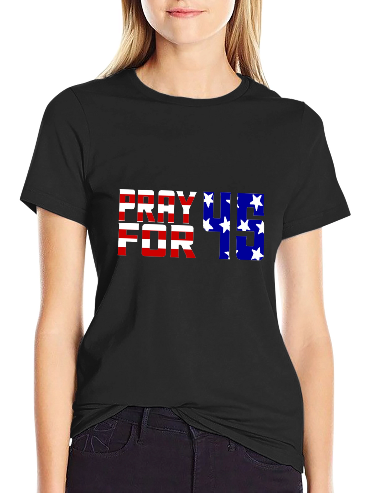 Pray for 45 Graphic Tee - Patriotic American Flag Shirt