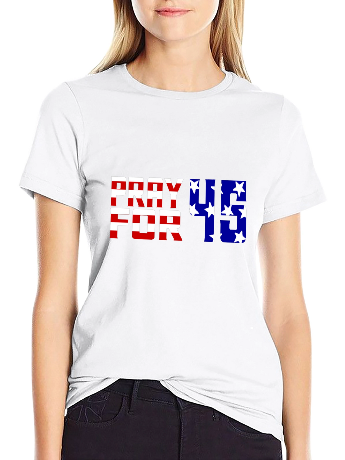 Pray for 45 Graphic Tee - Patriotic American Flag Shirt