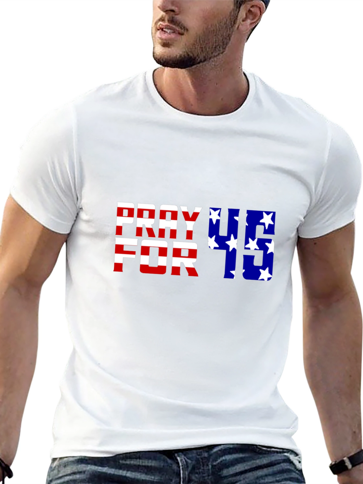 Pray for 45 Graphic Tee - Patriotic American Flag Shirt