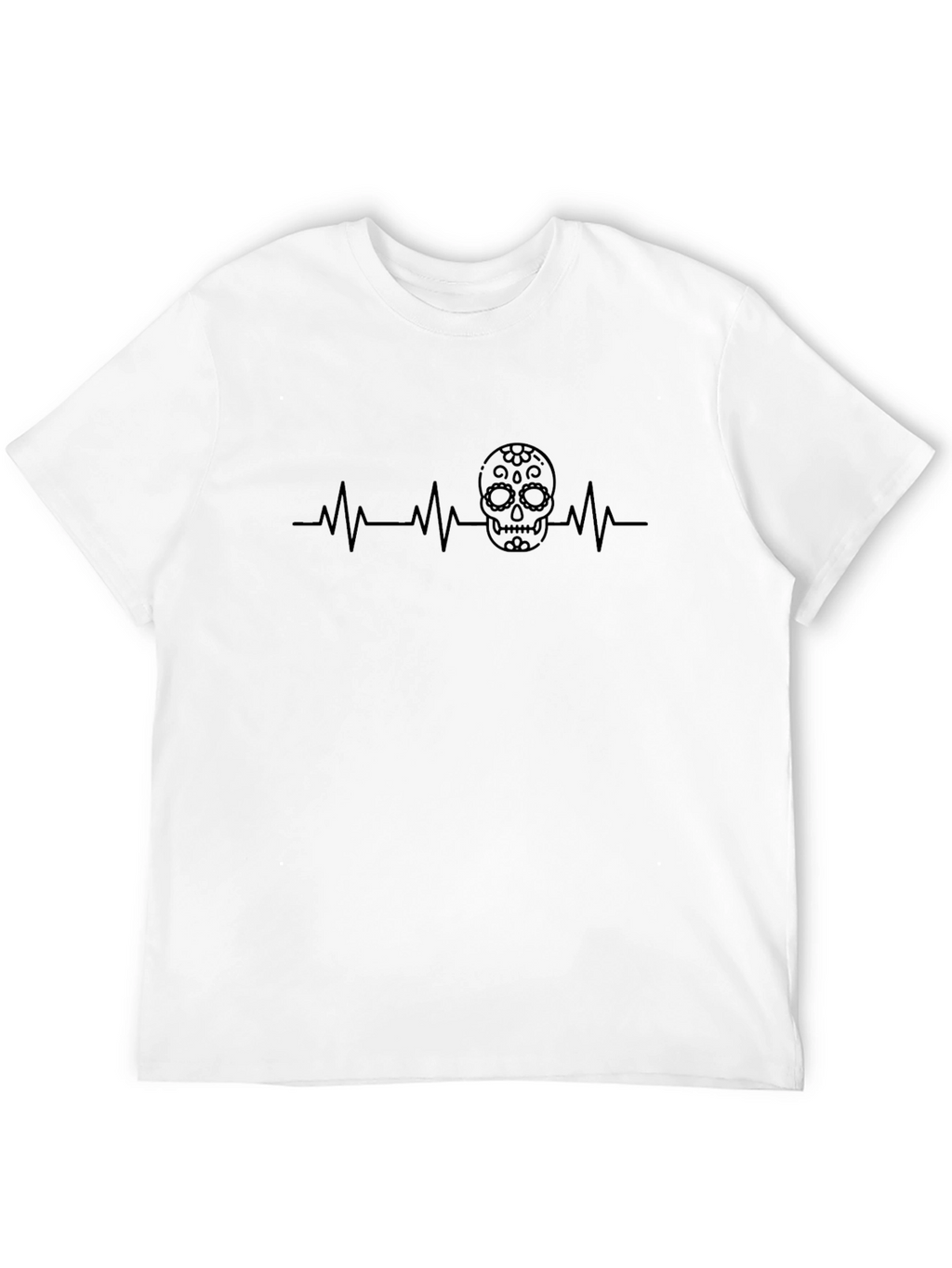Skull Heartbeat Graphic Tee - Stylish Mens Black T-Shirt