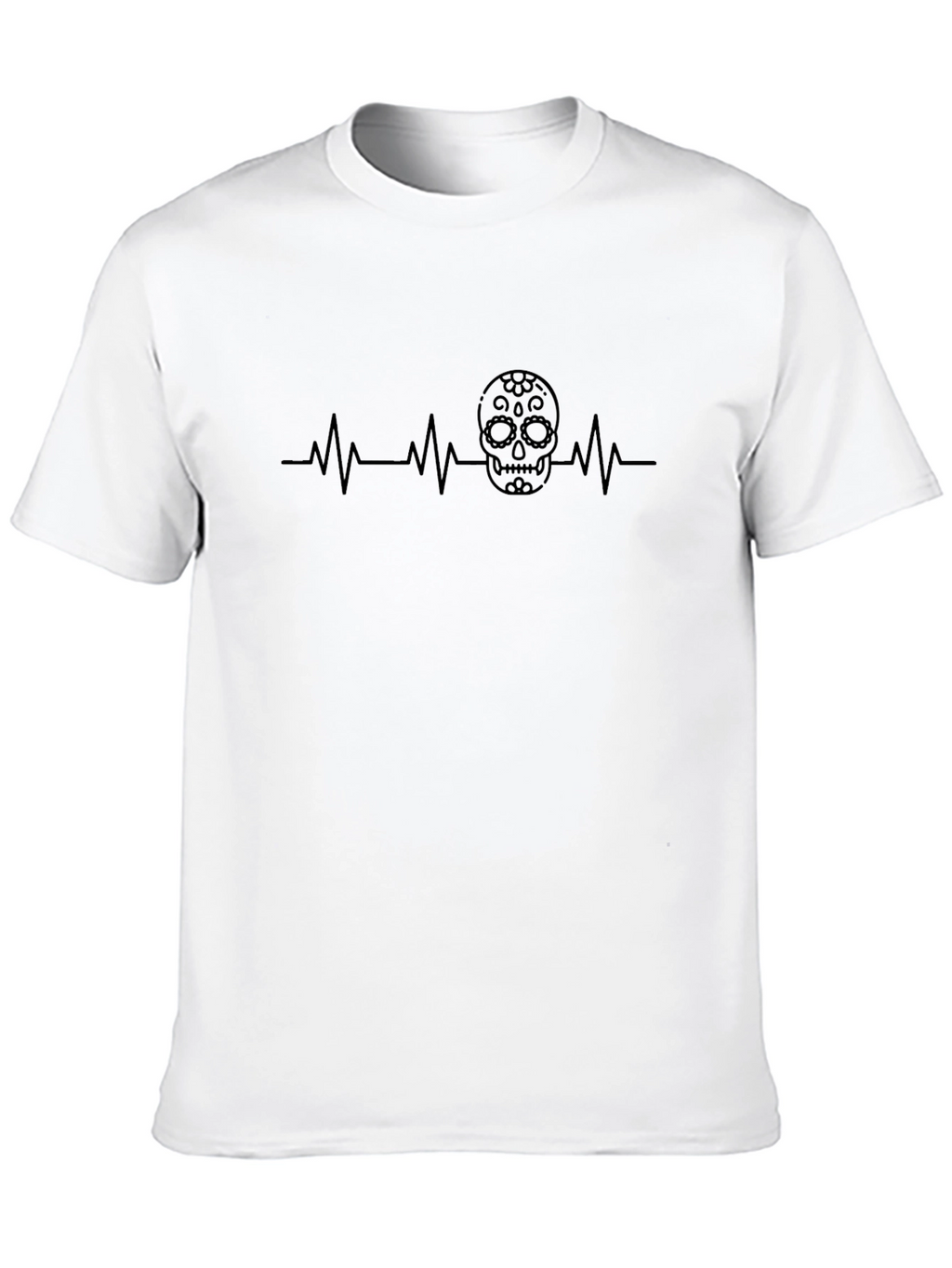 Skull Heartbeat Graphic Tee - Stylish Mens Black T-Shirt