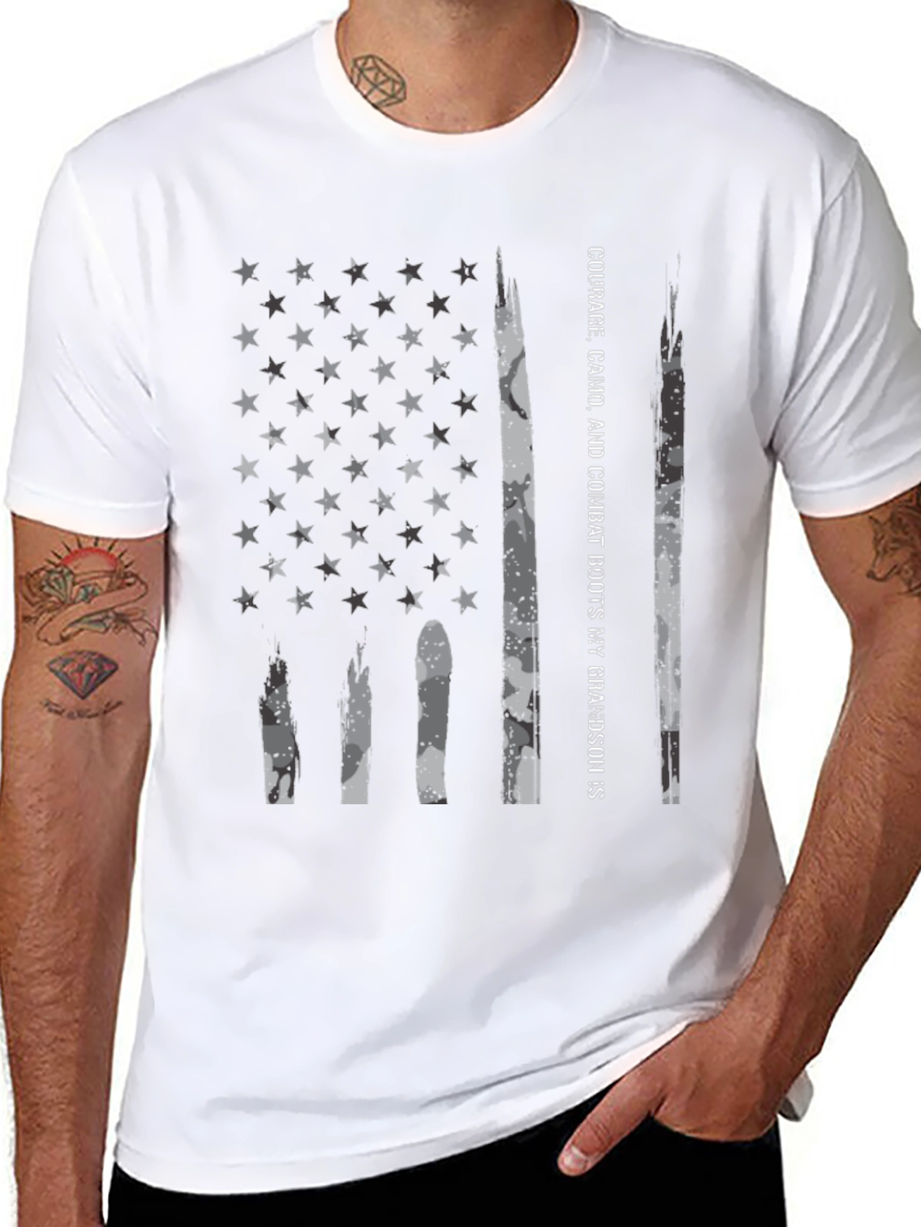 American Flag Camo T-Shirt - Grandson Pride