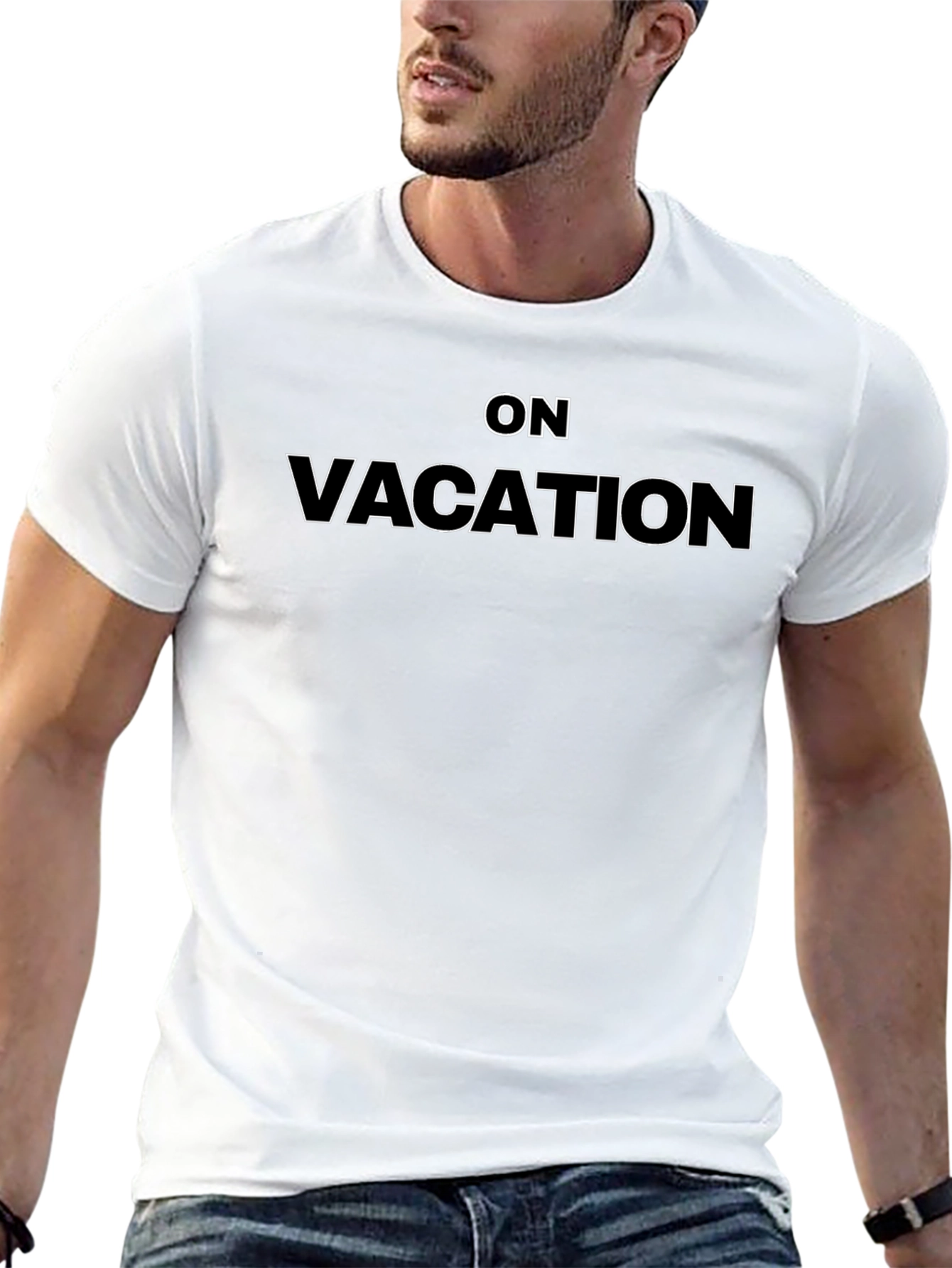 On Vacation Graphic Tee - Black Holiday Shirt