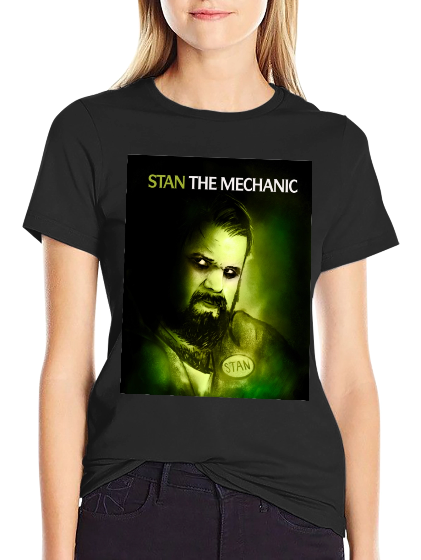 Stan The Mechanic Graphic Tee - Black Cotton T-Shirt