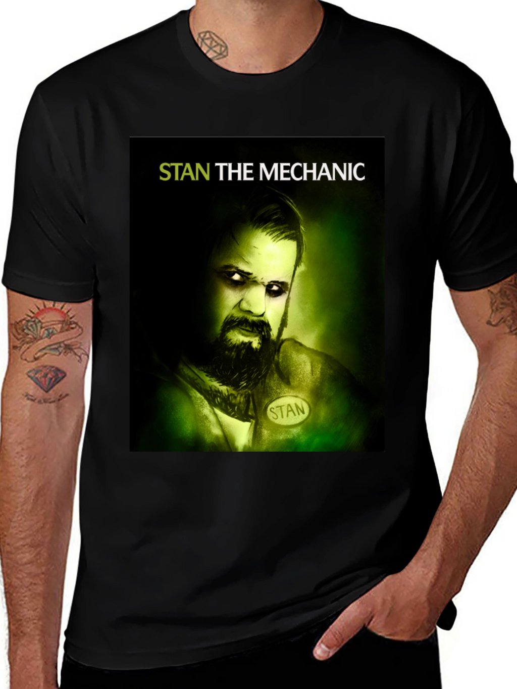 Stan The Mechanic Graphic Tee - Black Cotton T-Shirt