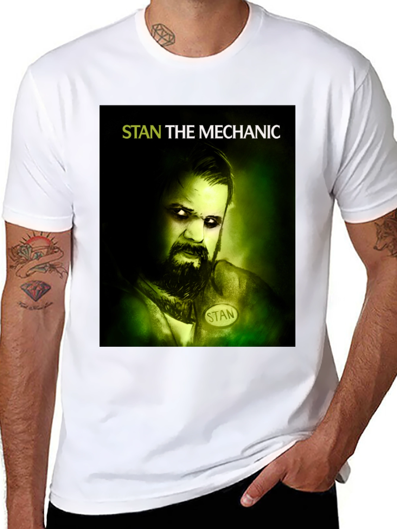 Stan The Mechanic Graphic Tee - Black Cotton T-Shirt