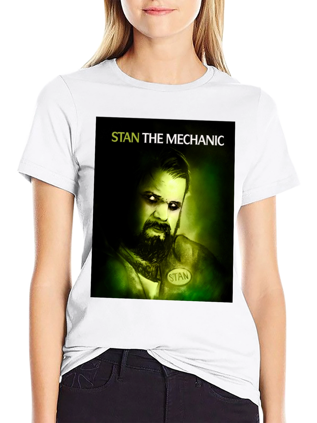 Stan The Mechanic Graphic Tee - Black Cotton T-Shirt