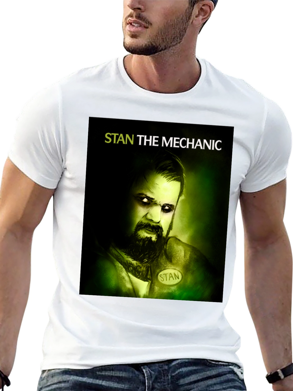 Stan The Mechanic Graphic Tee - Black Cotton T-Shirt
