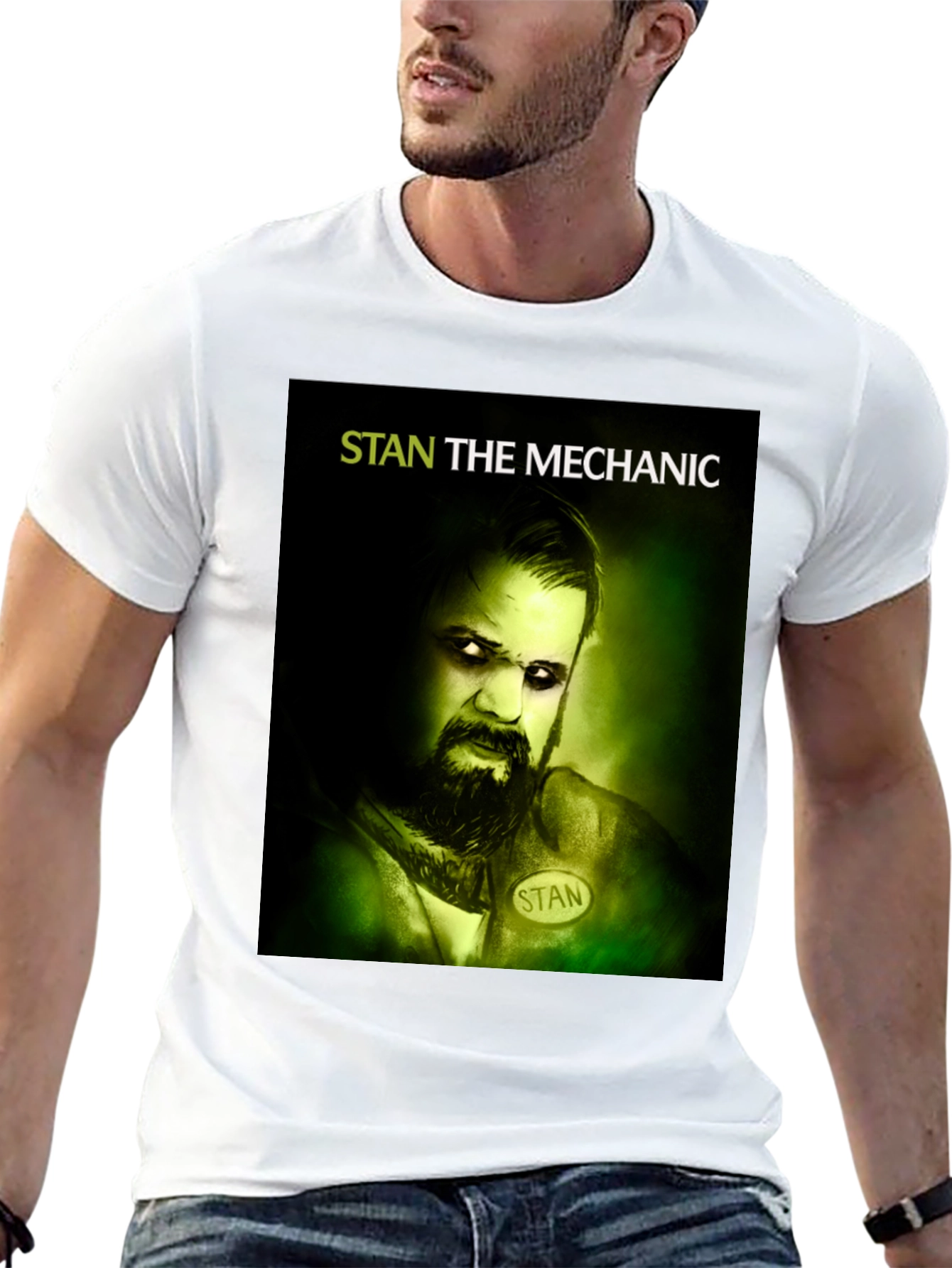 Stan The Mechanic Graphic Tee - Black Cotton T-Shirt