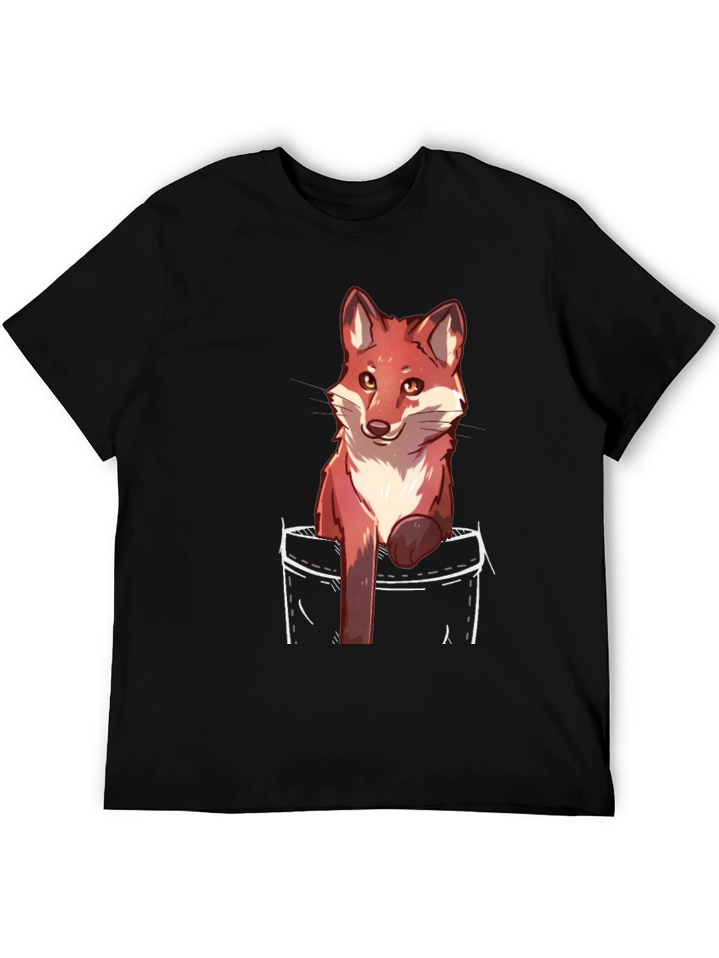 Fox Pocket Print Black T-Shirt