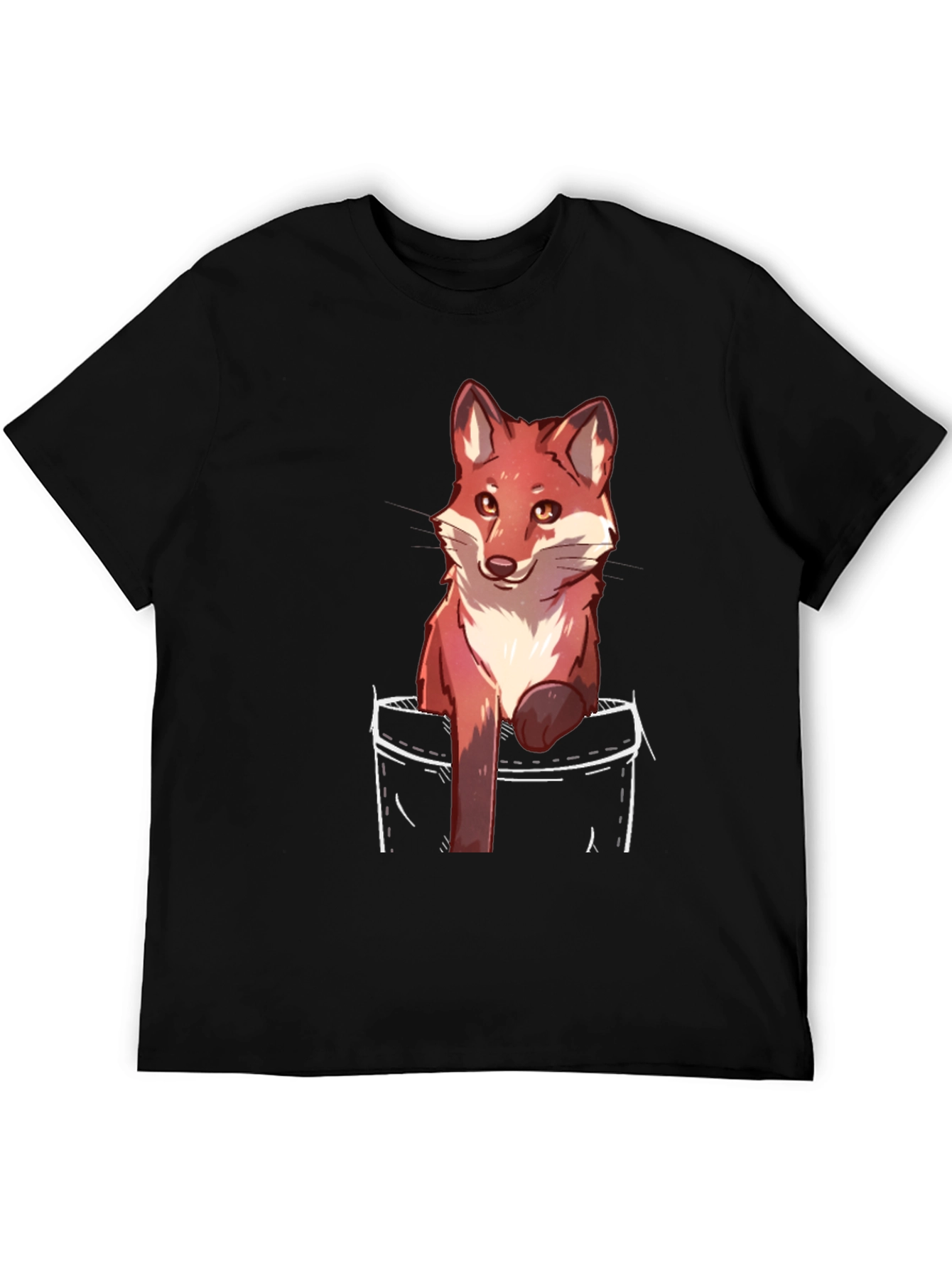 Fox Pocket Print Black T-Shirt