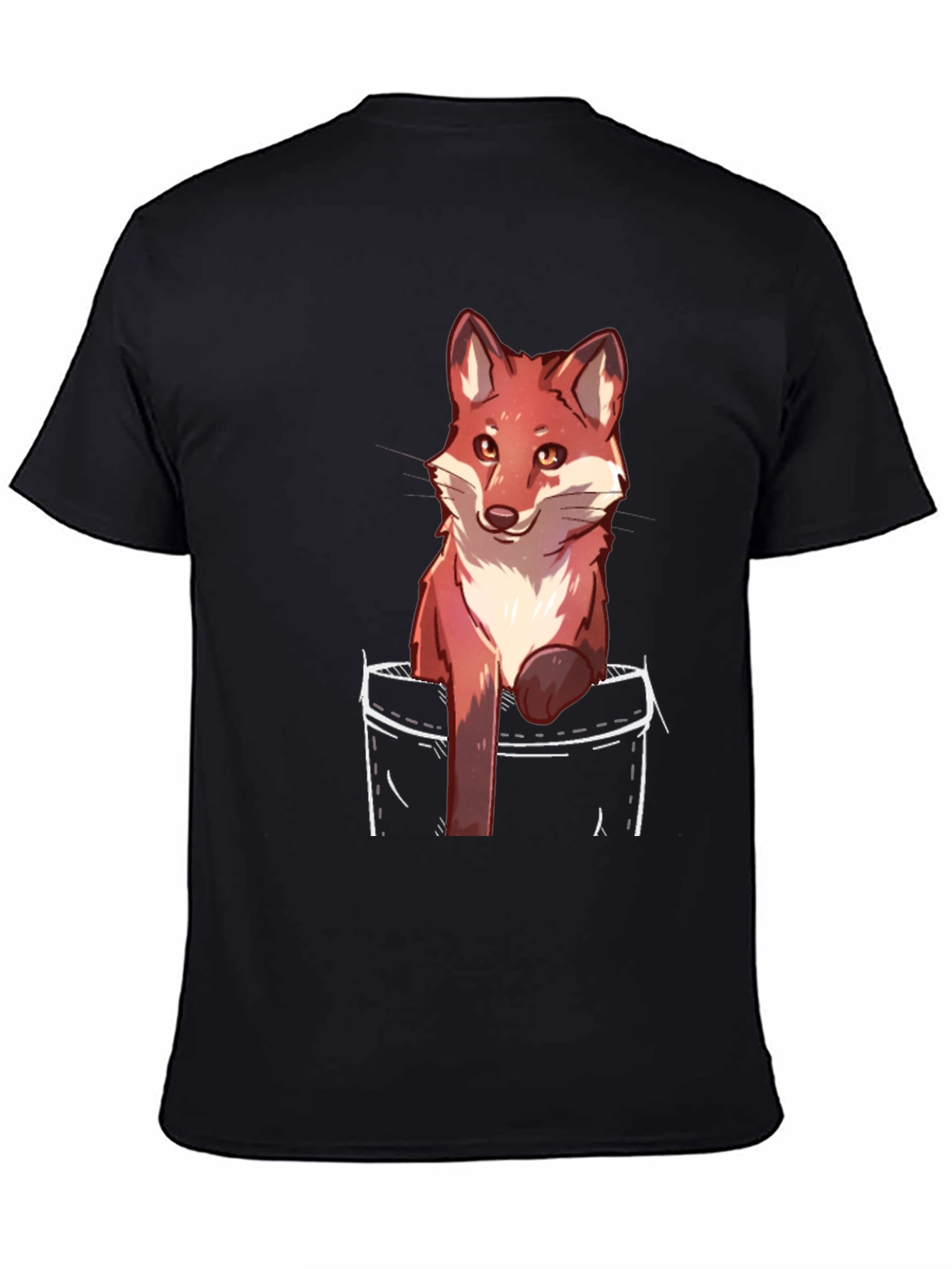 Fox Pocket Print Black T-Shirt