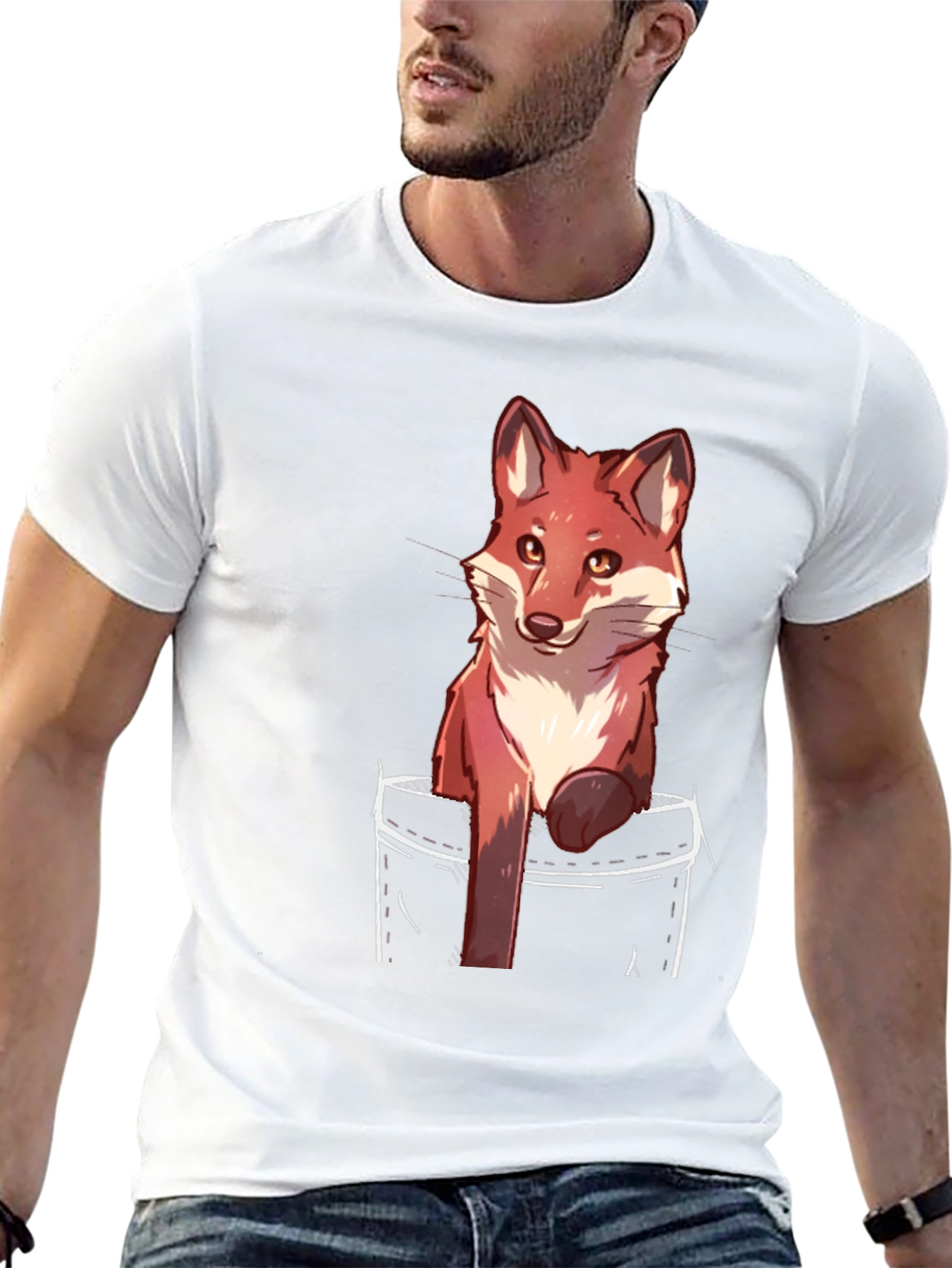 Fox Pocket Print Black T-Shirt
