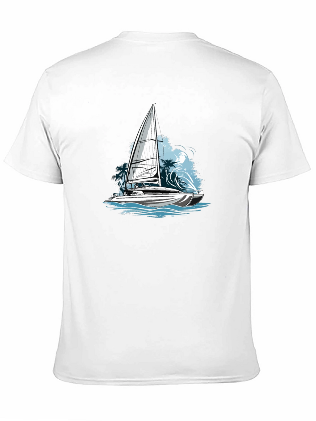 Nautical Sailboat Graphic Tee - Black Cotton Blend