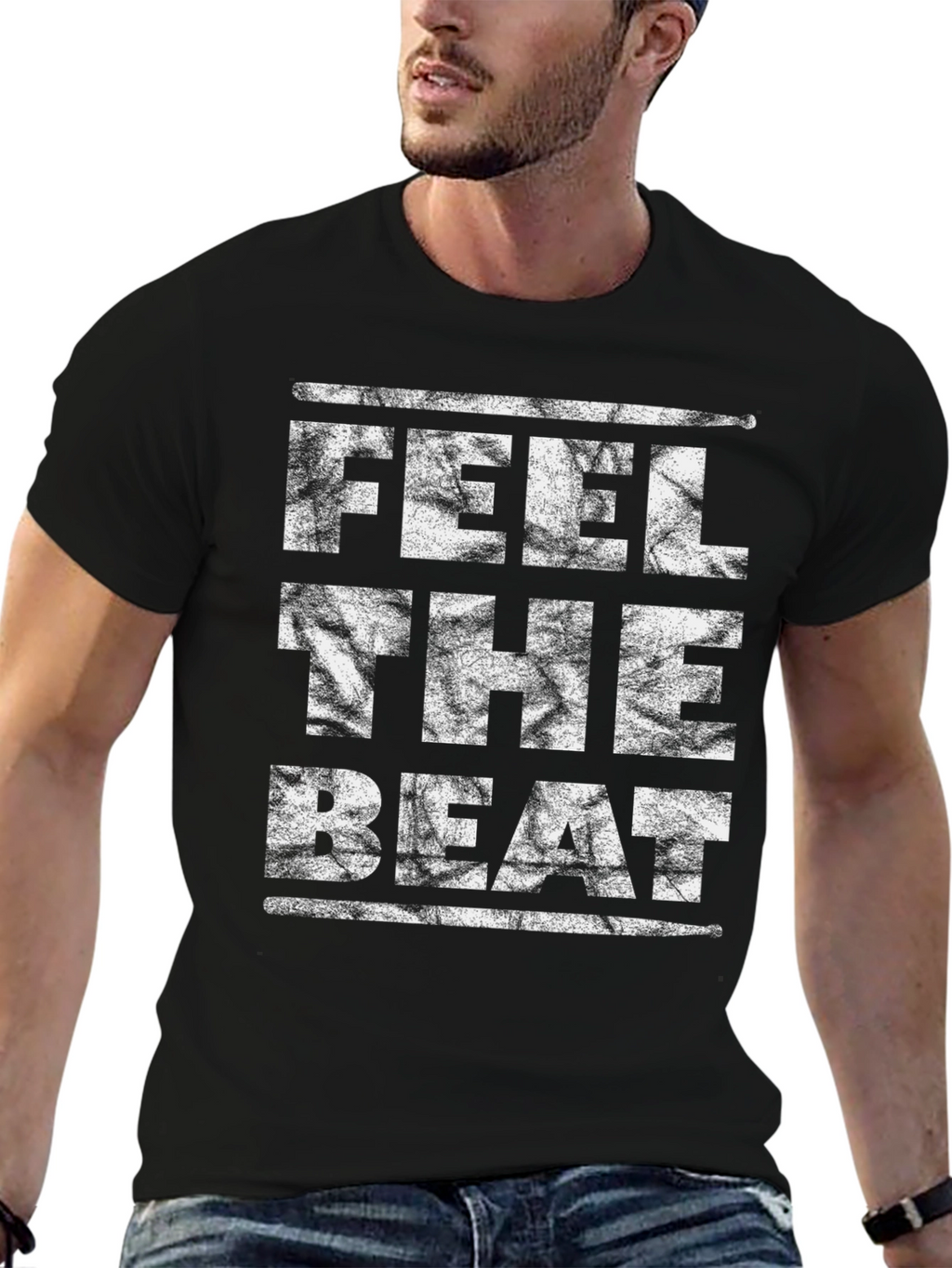Feel The Beat Drummer T-Shirt - Black