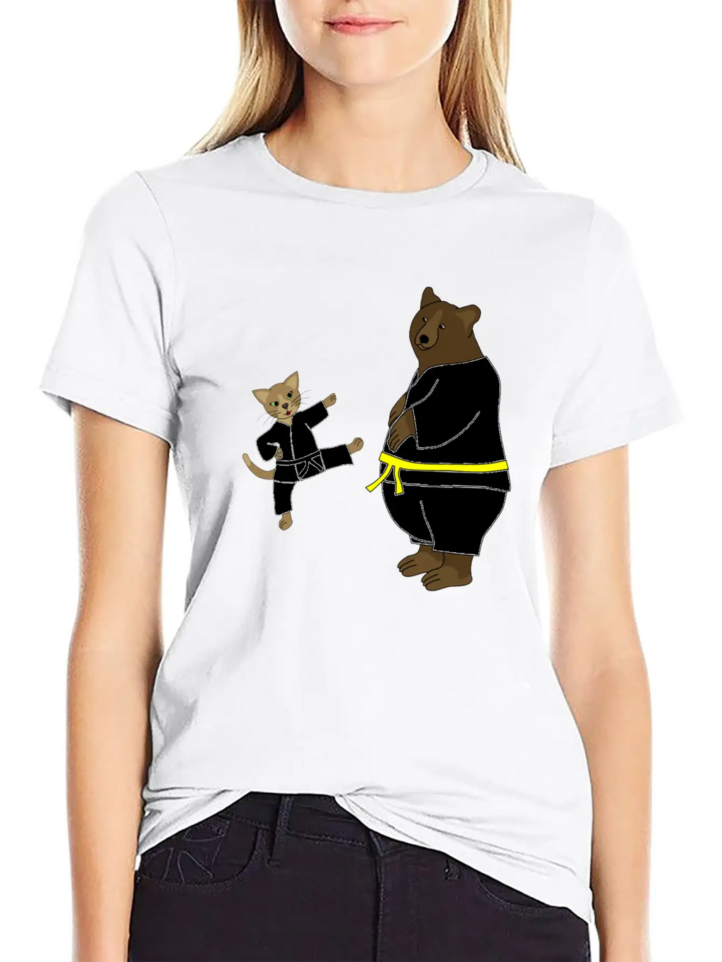 Taekwondo Cat And Bear Classic Cotton Tee – Unisex Comfort For Any Season