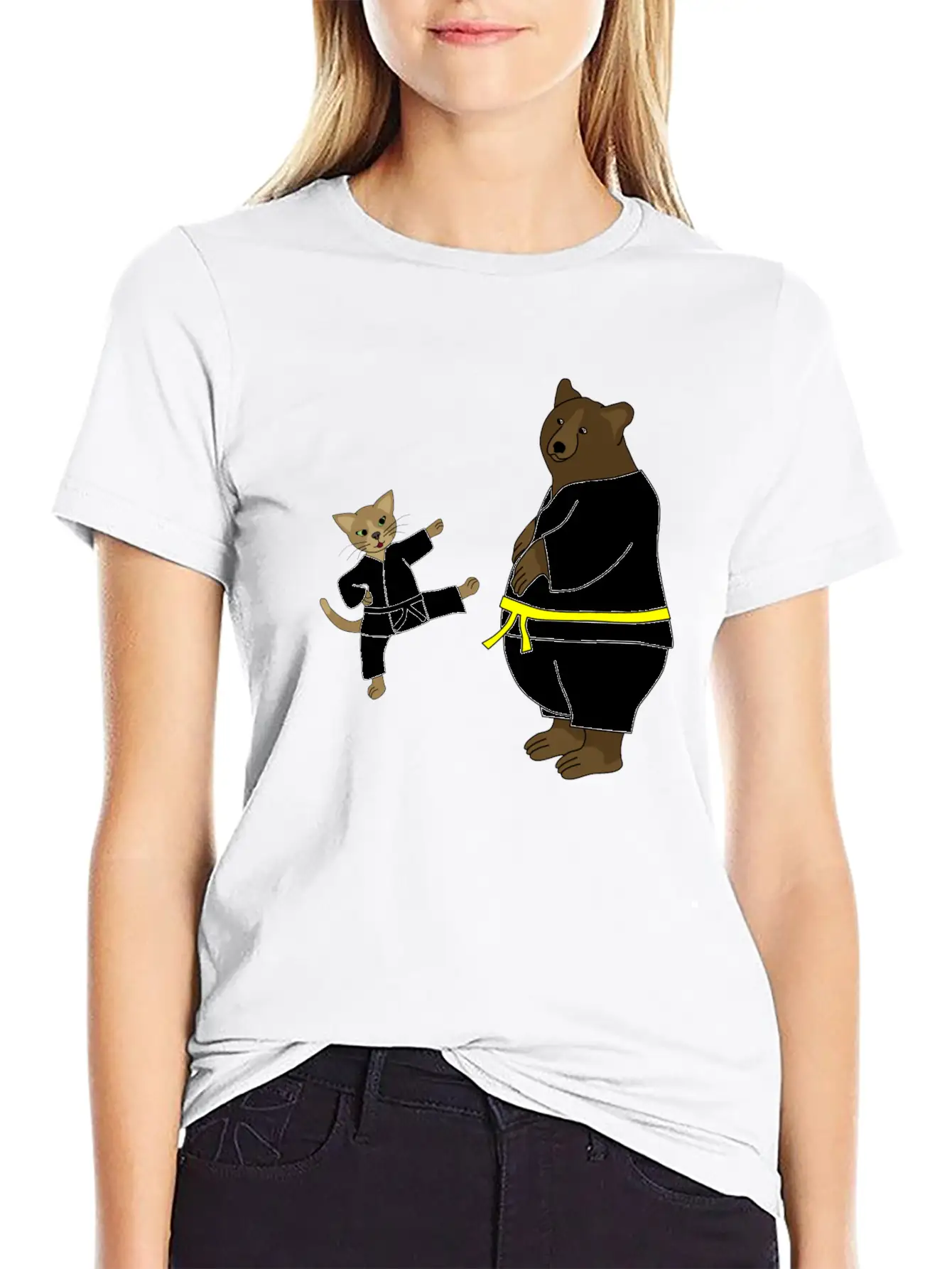 Taekwondo Cat And Bear Classic Cotton Tee – Unisex Comfort For Any Season