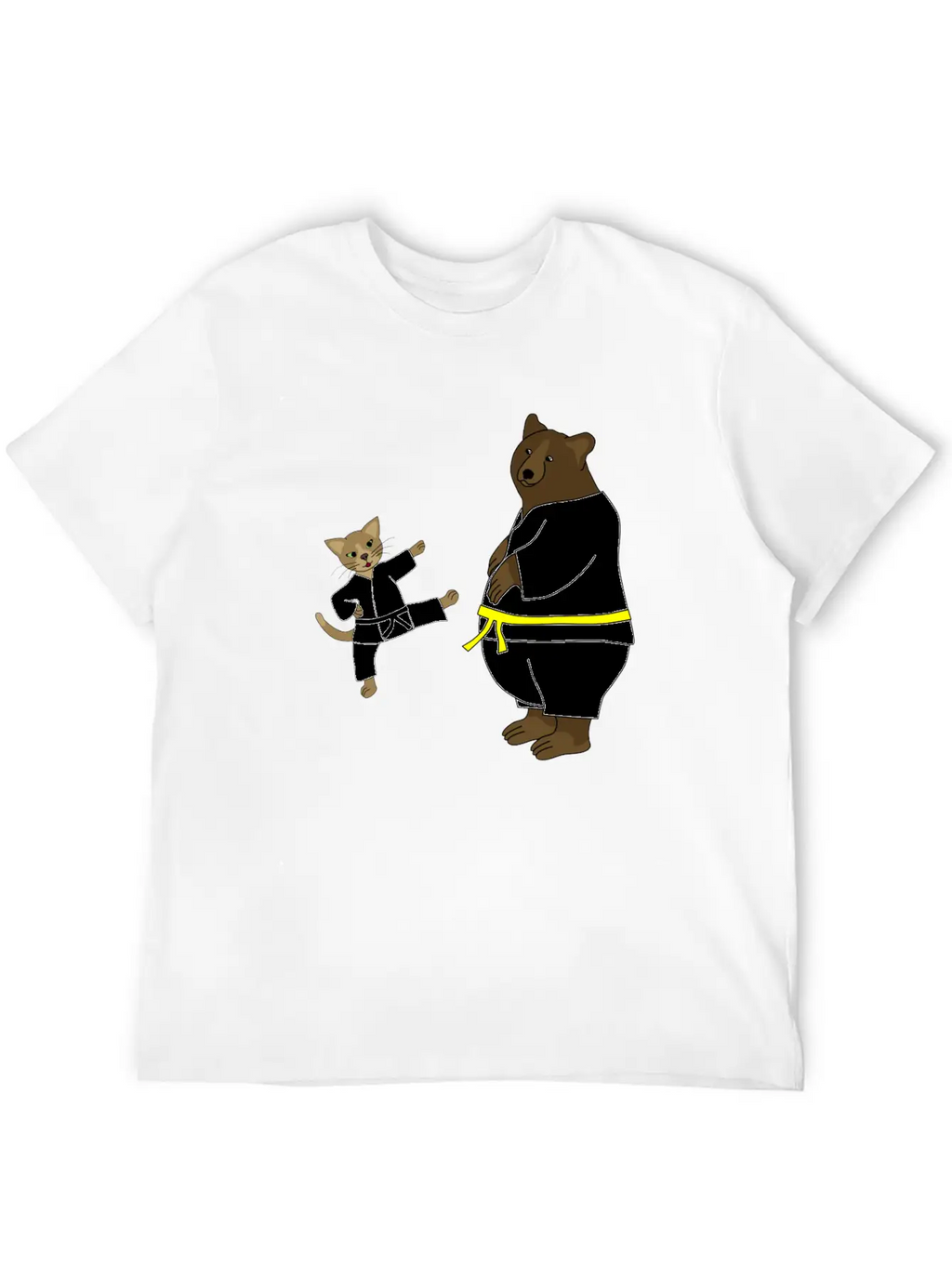 Taekwondo Cat And Bear Classic Cotton Tee – Unisex Comfort For Any Season