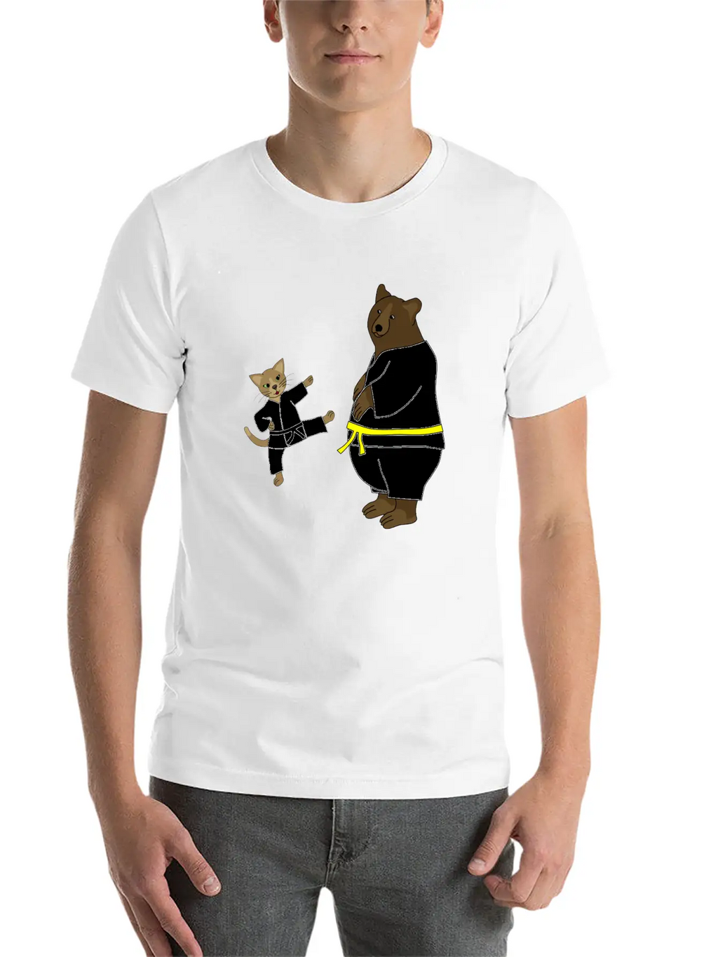 Taekwondo Cat And Bear Classic Cotton Tee – Unisex Comfort For Any Season