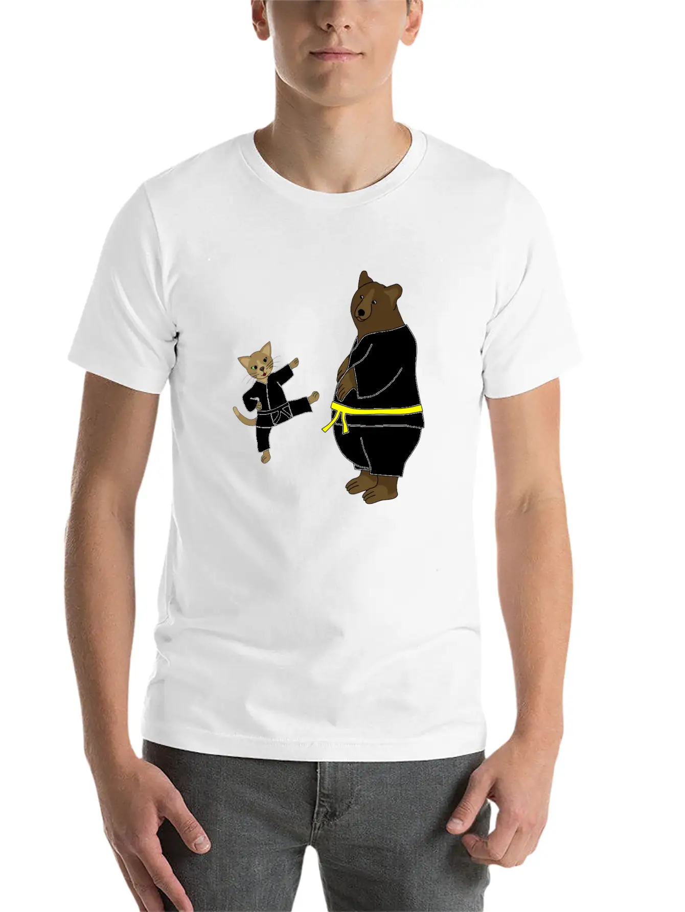 Taekwondo Cat And Bear Classic Cotton Tee – Unisex Comfort For Any Season