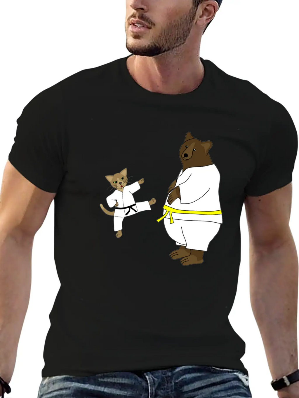 Taekwondo Cat And Bear Classic Cotton Tee – Unisex Comfort For Any Season