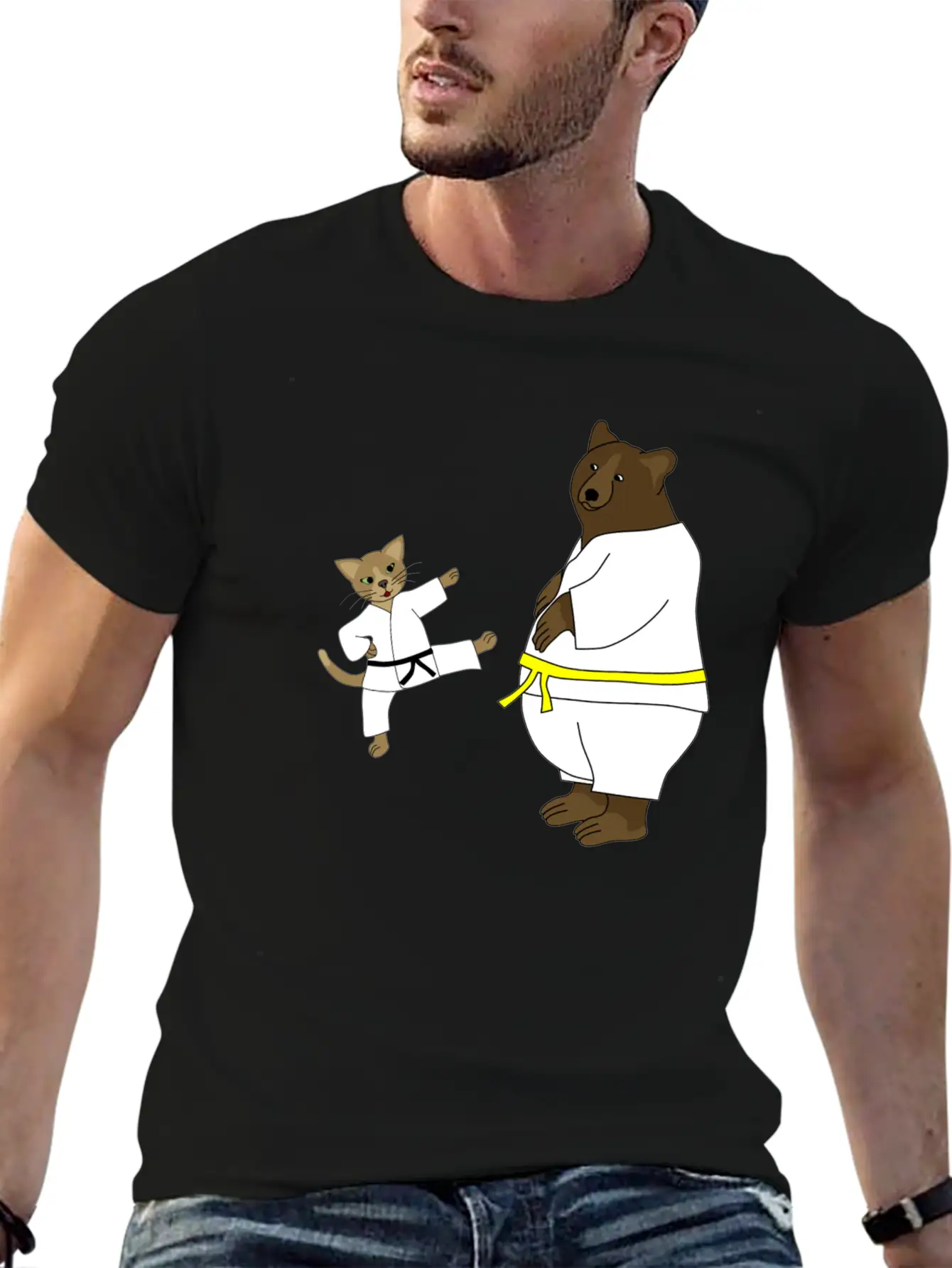 Taekwondo Cat And Bear Classic Cotton Tee – Unisex Comfort For Any Season