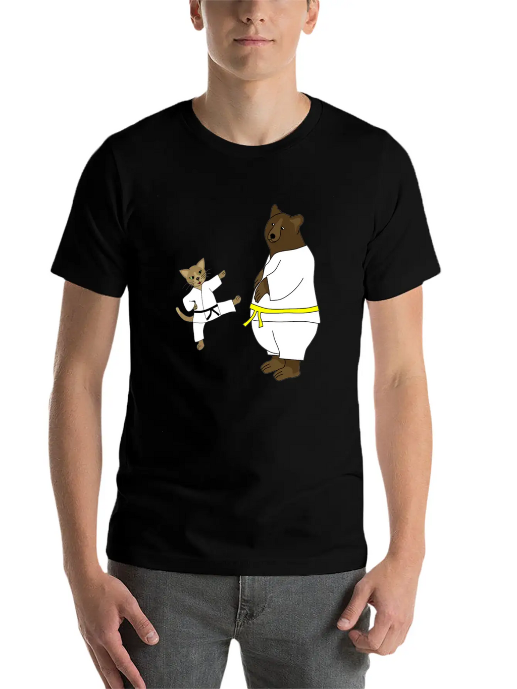 Taekwondo Cat And Bear Classic Cotton Tee – Unisex Comfort For Any Season