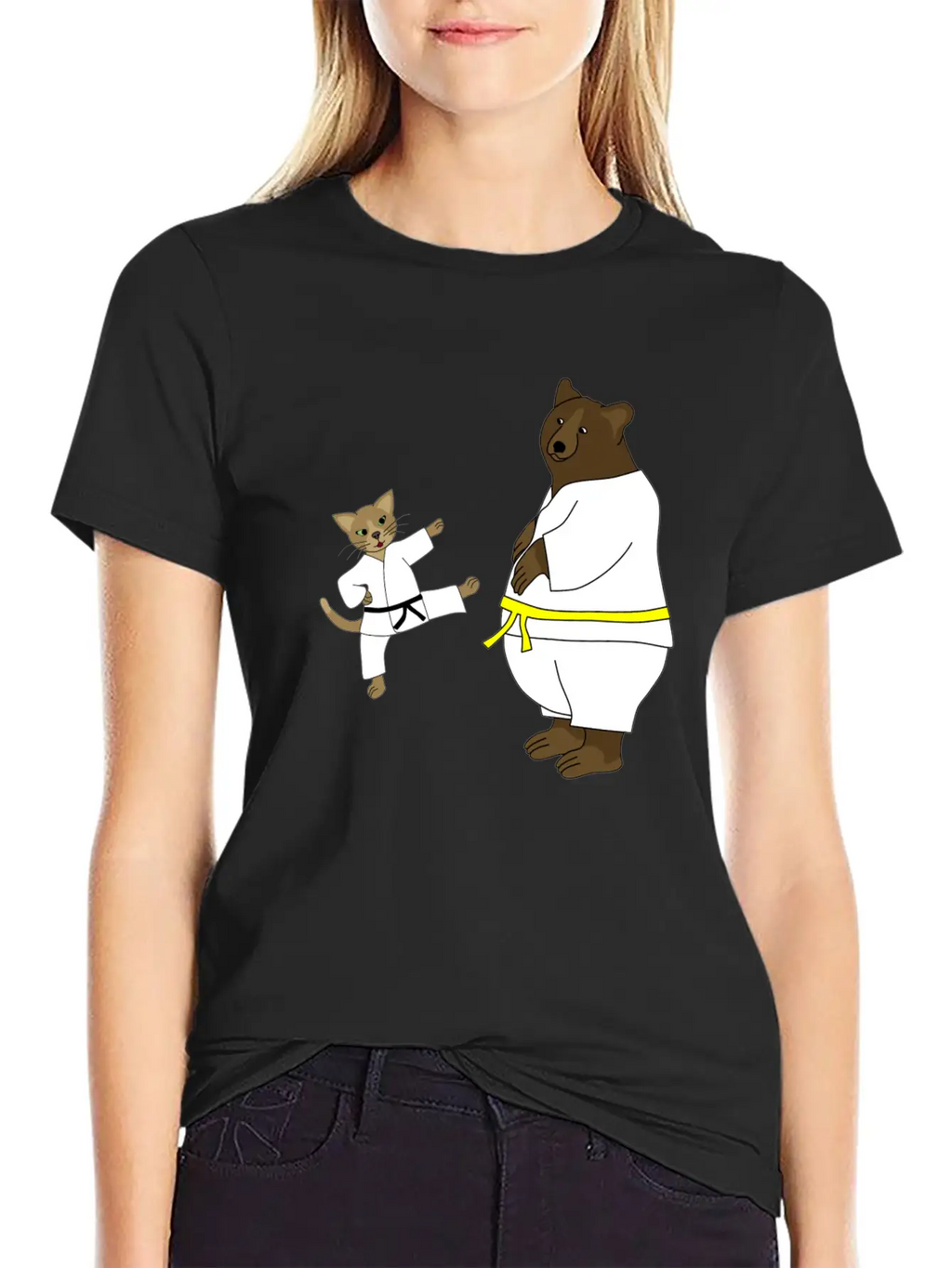Taekwondo Cat And Bear Classic Cotton Tee – Unisex Comfort For Any Season