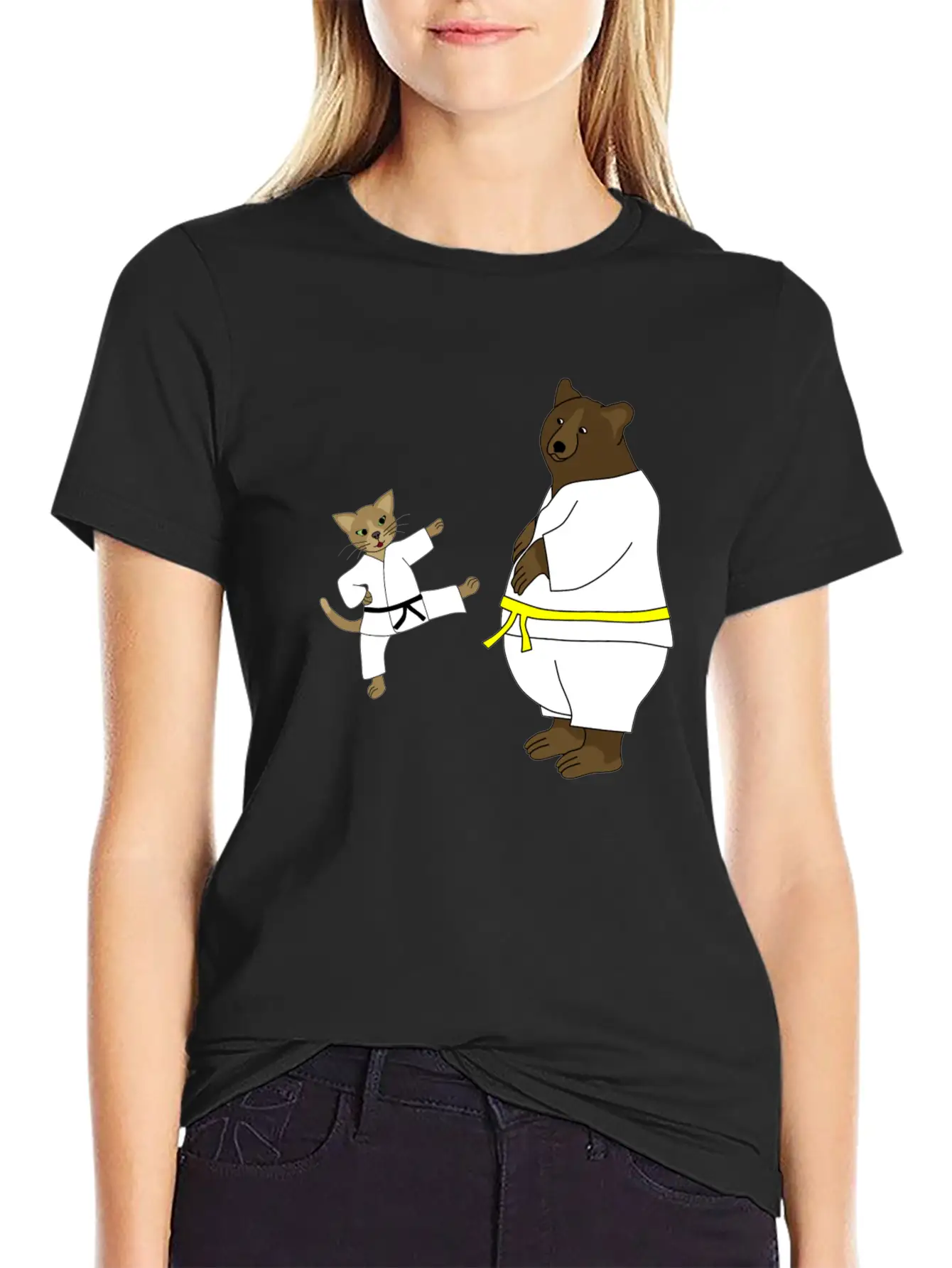 Taekwondo Cat And Bear Classic Cotton Tee – Unisex Comfort For Any Season