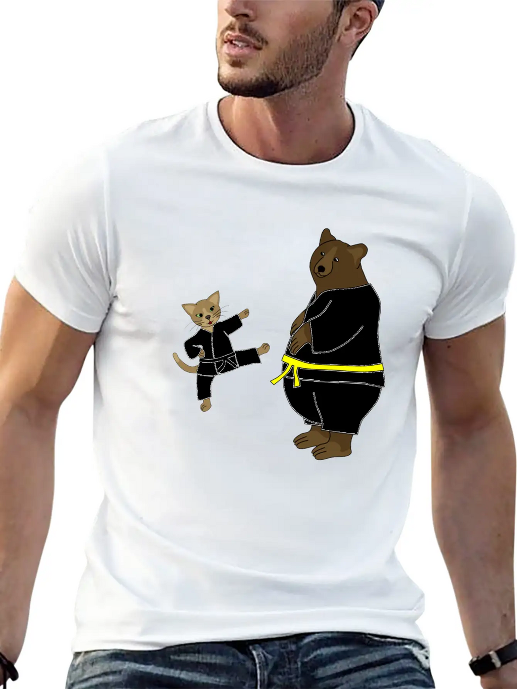 Taekwondo Cat And Bear Classic Cotton Tee – Unisex Comfort For Any Season