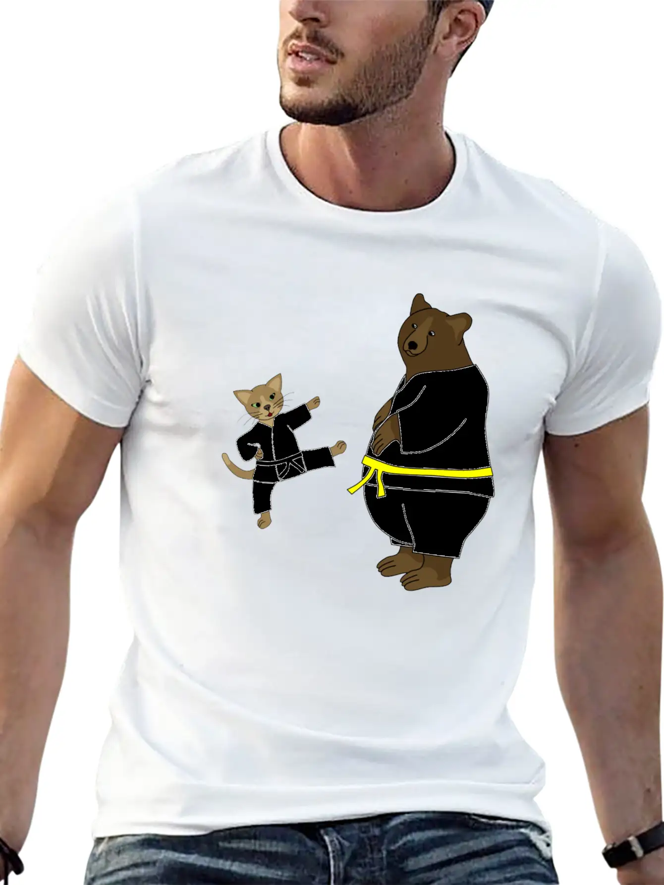 Taekwondo Cat And Bear Classic Cotton Tee – Unisex Comfort For Any Season
