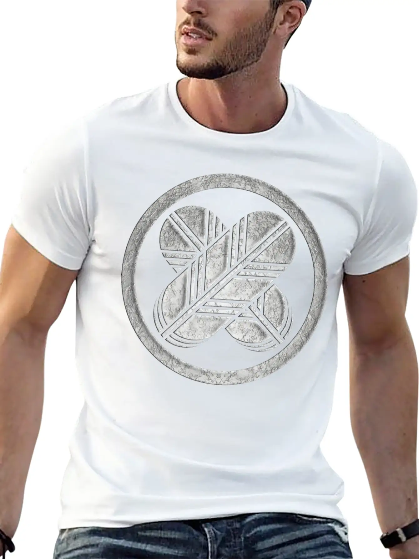 Takanoha Kamon In Silver Foil Breathable Graphic T-Shirt – Perfect For Casual Days
