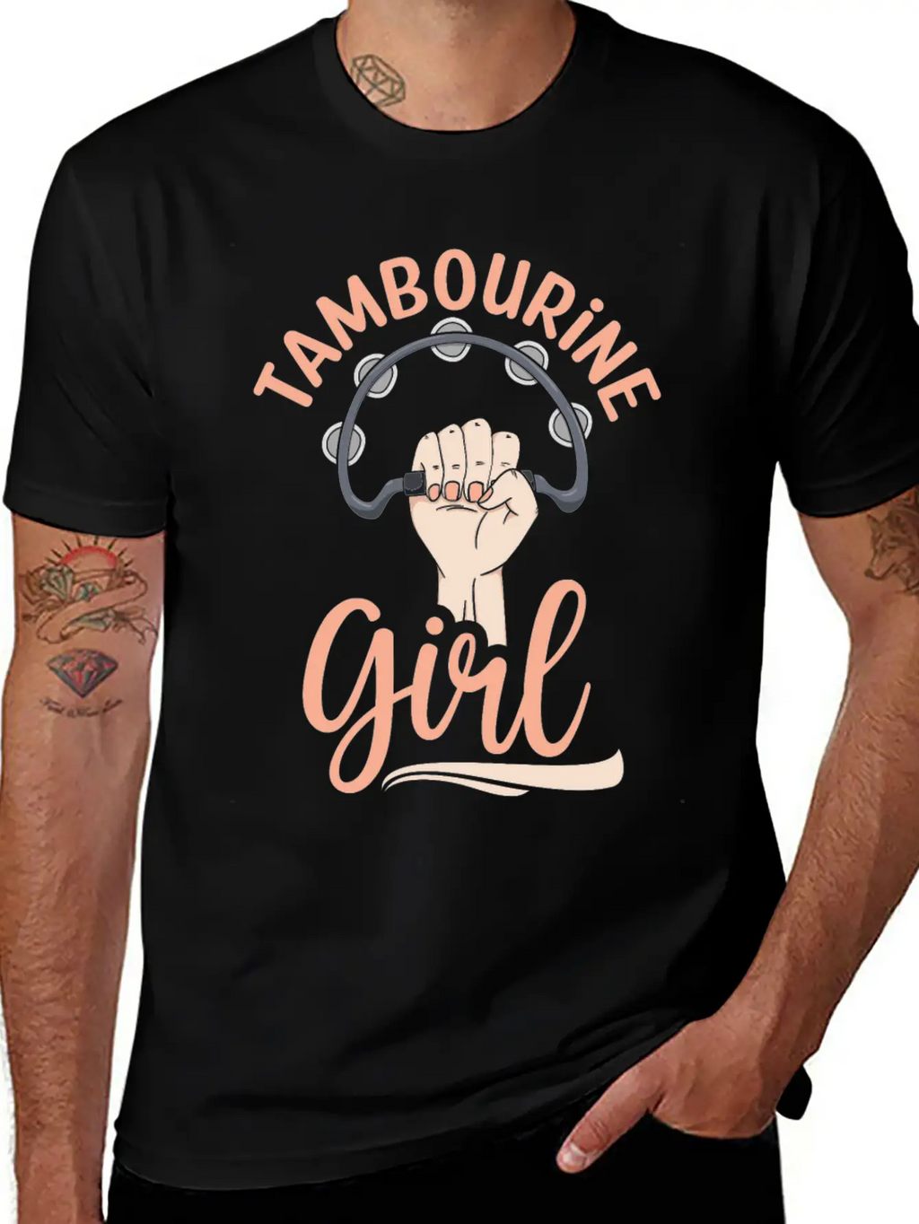 Tambourine Girl Percussion Musician Basic Graphic T-Shirt – Daily Comfort In Soft Cotton