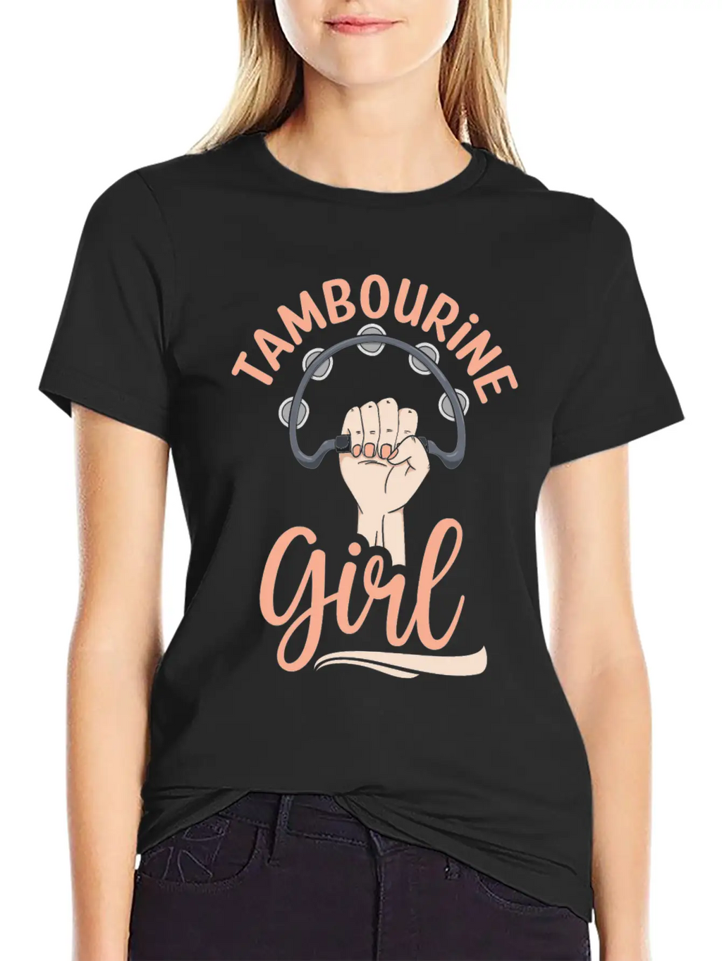 Tambourine Girl Percussion Musician Basic Graphic T-Shirt – Daily Comfort In Soft Cotton