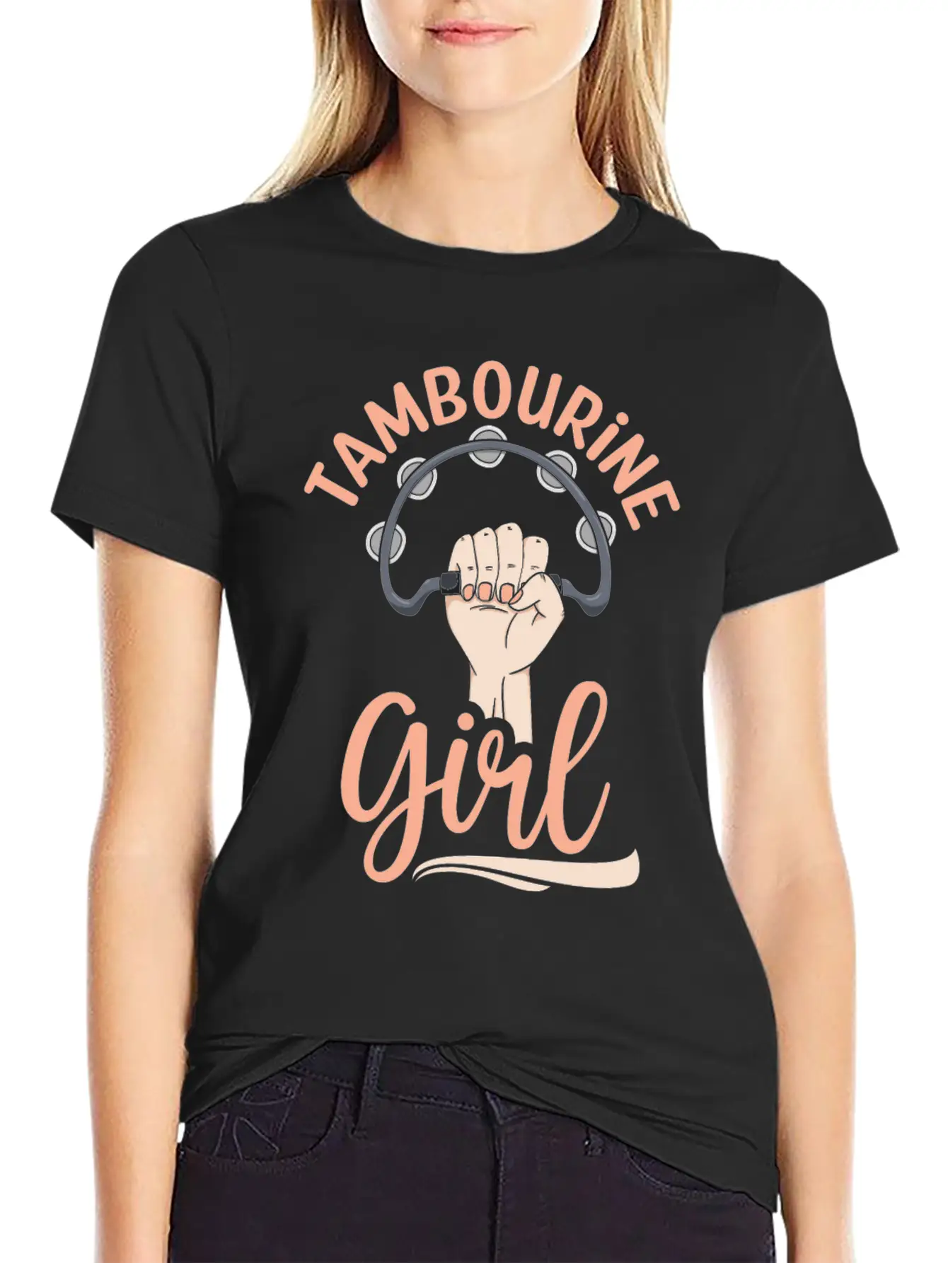 Tambourine Girl Percussion Musician Basic Graphic T-Shirt – Daily Comfort In Soft Cotton