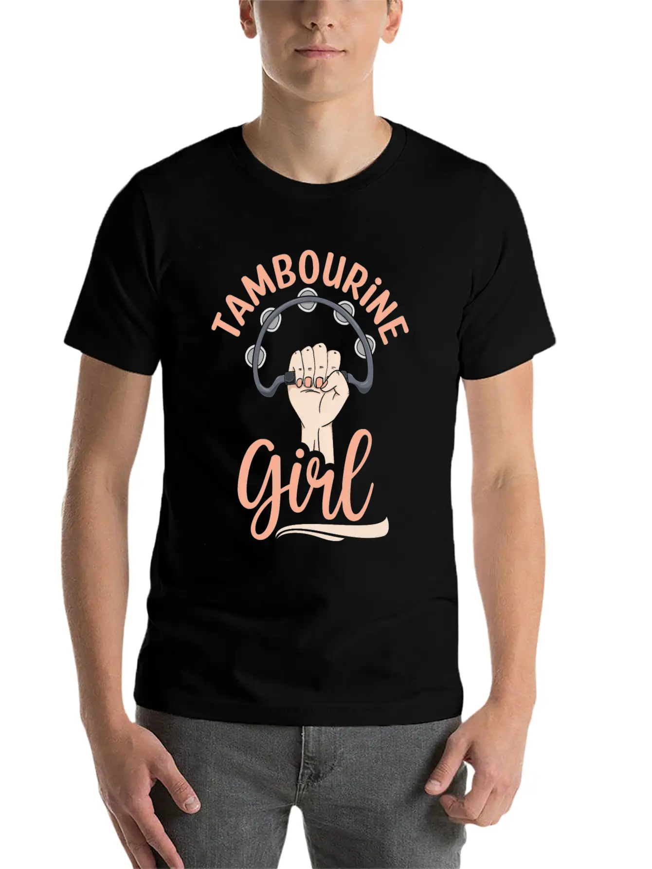 Tambourine Girl Percussion Musician Basic Graphic T-Shirt – Daily Comfort In Soft Cotton