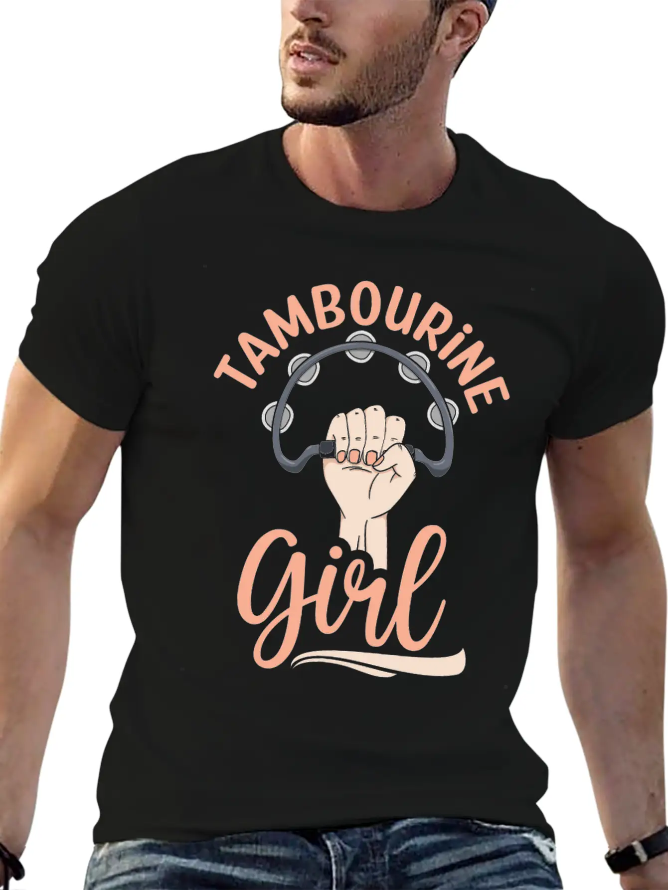 Tambourine Girl Percussion Musician Basic Graphic T-Shirt – Daily Comfort In Soft Cotton