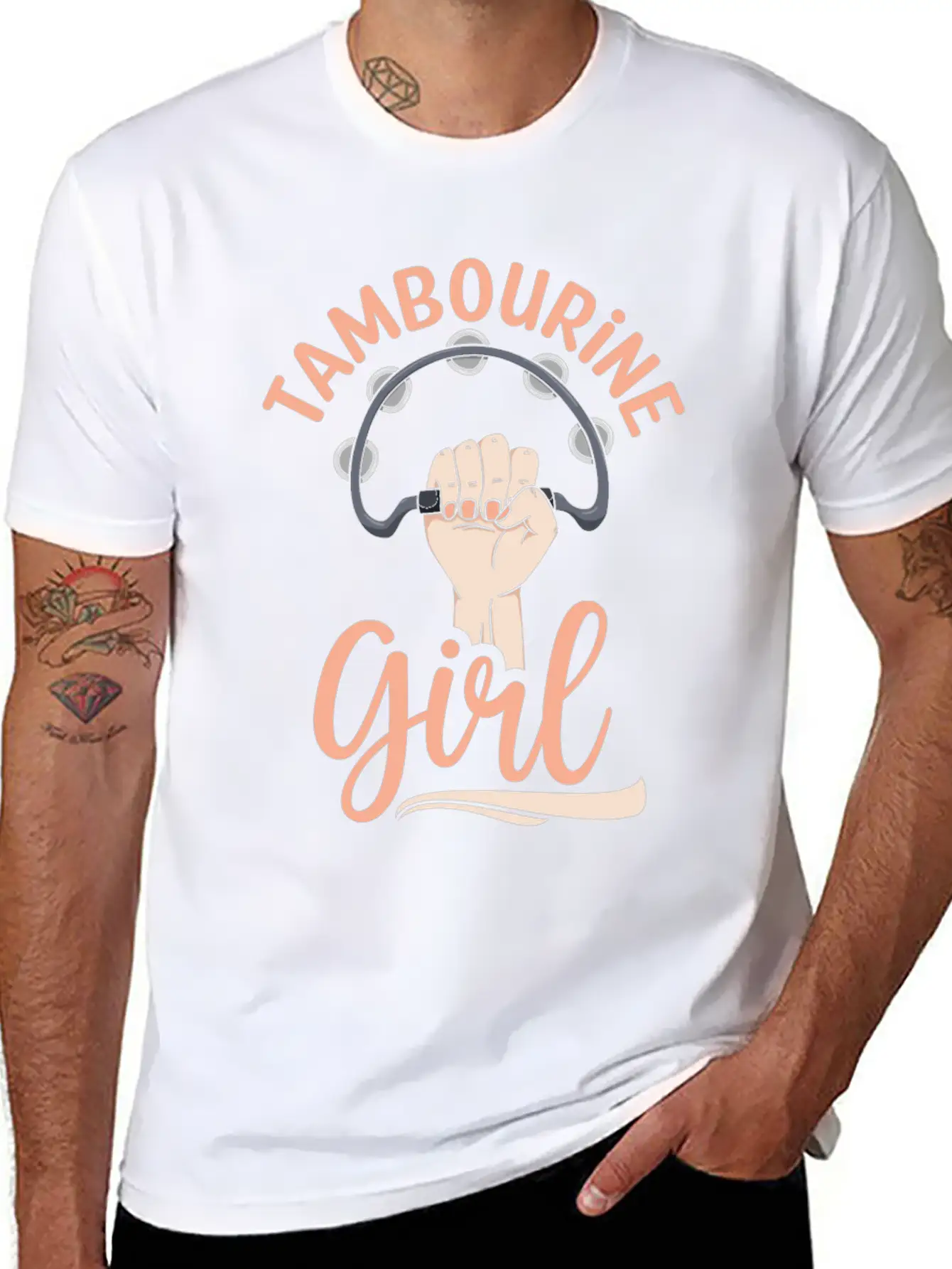 Tambourine Girl Percussion Musician Basic Graphic T-Shirt – Daily Comfort In Soft Cotton