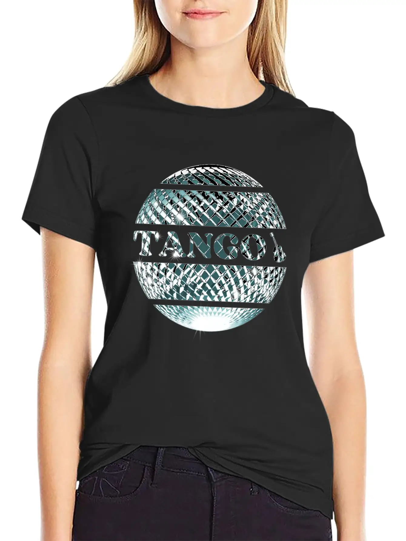 Tango Dance Silver Disco Ball Breathable Graphic T-Shirt – Perfect For Casual Days