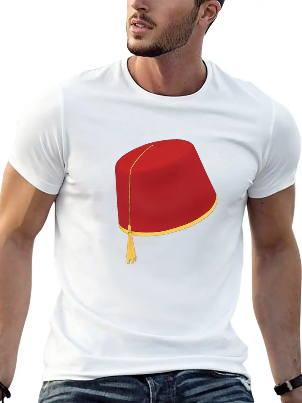 Tarboosh Hat Hand Drawn - طربوش Essential Cotton Tee For Daily Outfits – Unisex Style