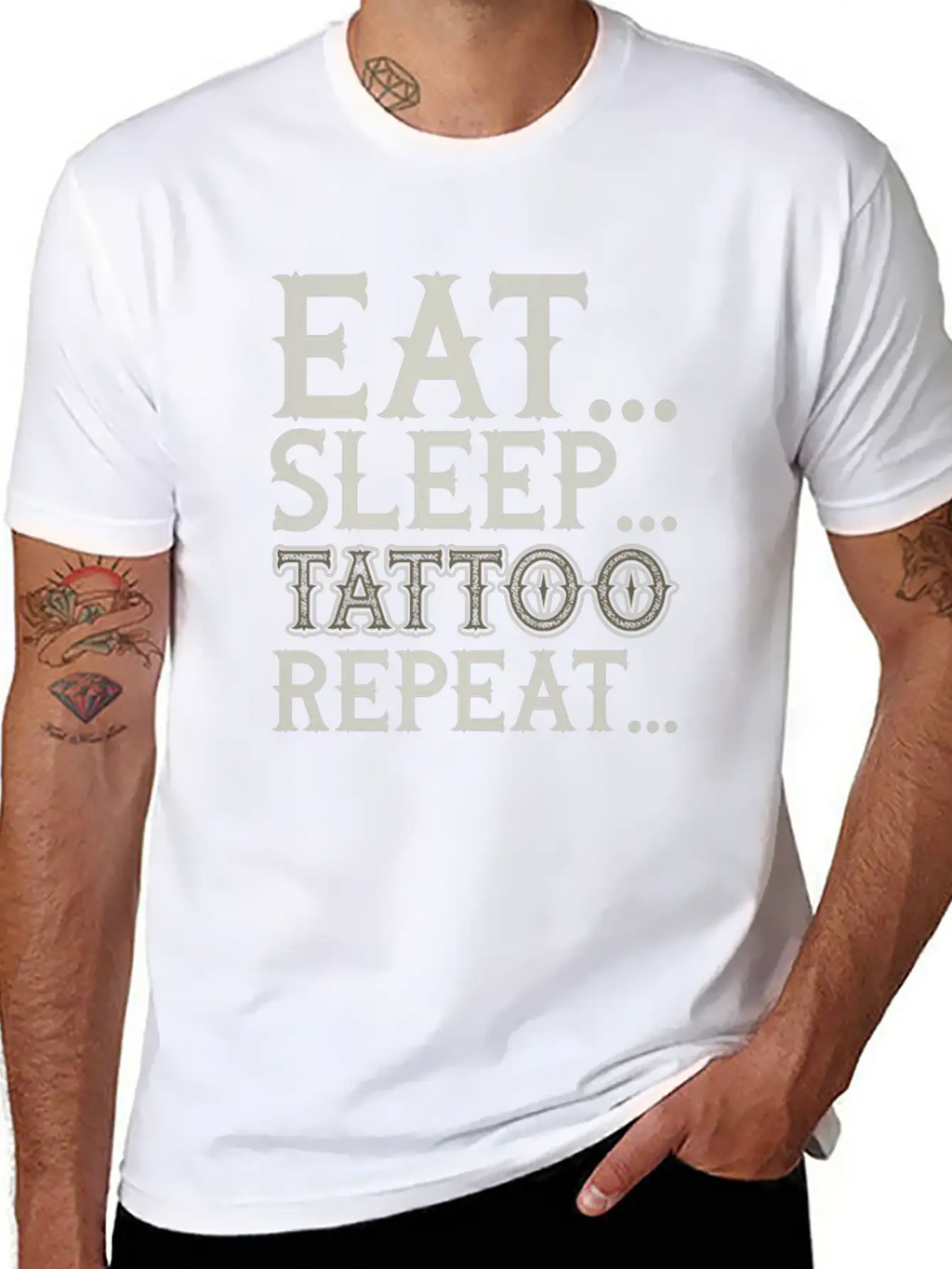 Tattoo Artist Eat Sleep Tattoo Repeat Classic Cotton Tee – Unisex Comfort For Any Season
