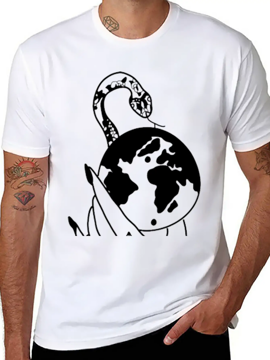 Tattoo Hand Snake World Classic Cotton Tee – Unisex Comfort For Any Season
