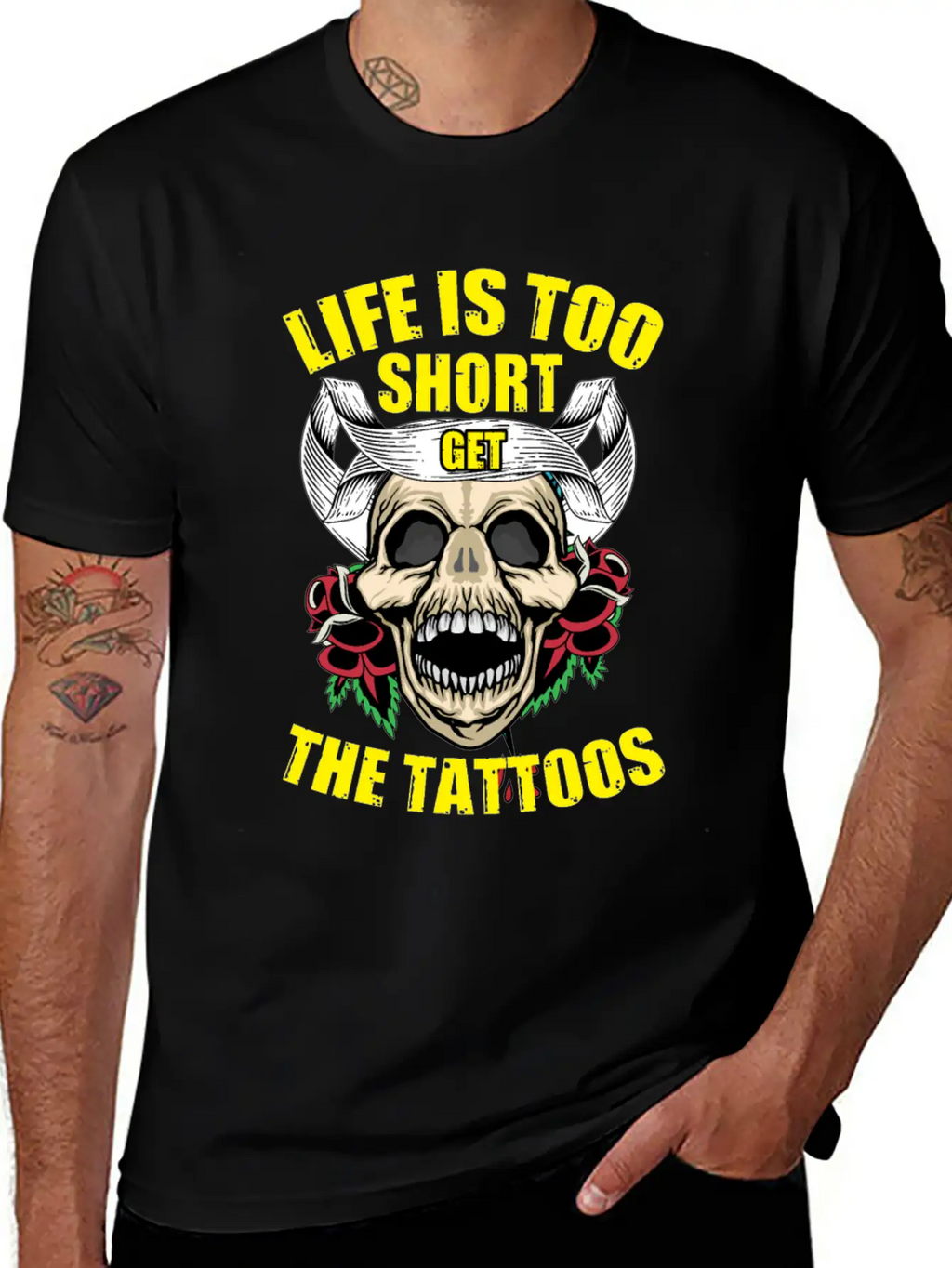 Tattoo Ink Artist Tribal Life Is Too Short Get Basic Graphic T-Shirt – Daily Comfort In Soft Cotton