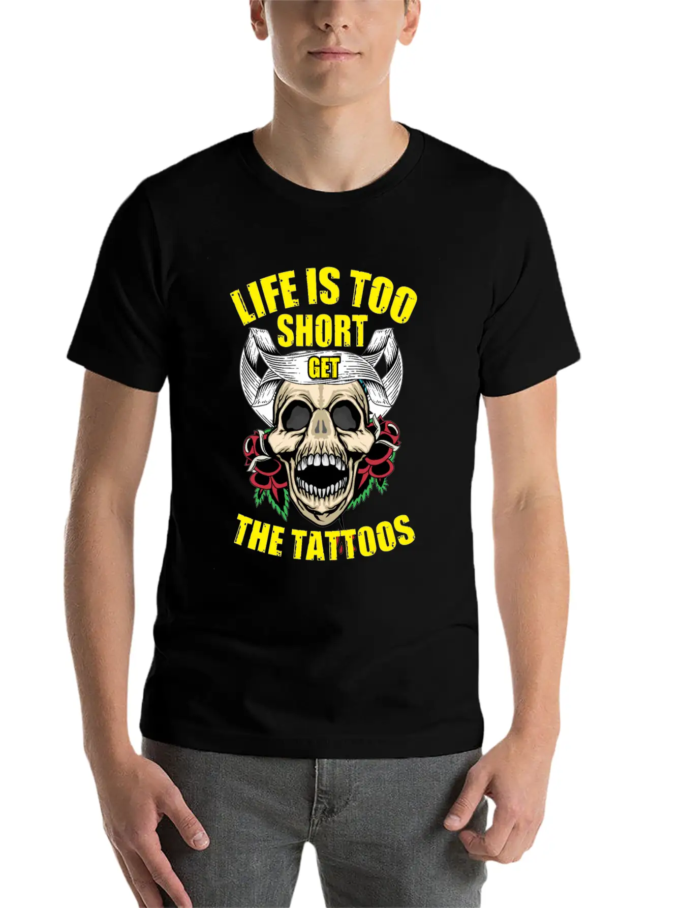 Tattoo Ink Artist Tribal Life Is Too Short Get Basic Graphic T-Shirt – Daily Comfort In Soft Cotton