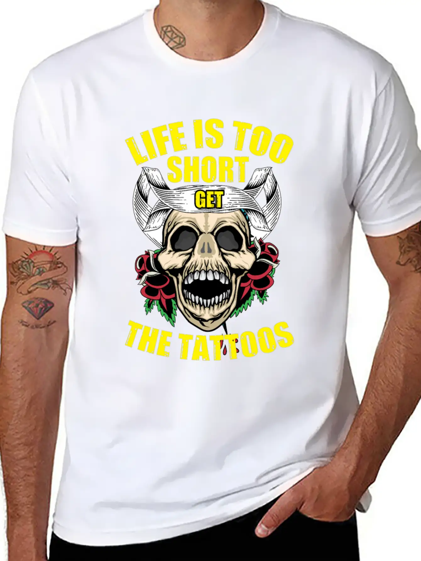 Tattoo Ink Artist Tribal Life Is Too Short Get Basic Graphic T-Shirt – Daily Comfort In Soft Cotton