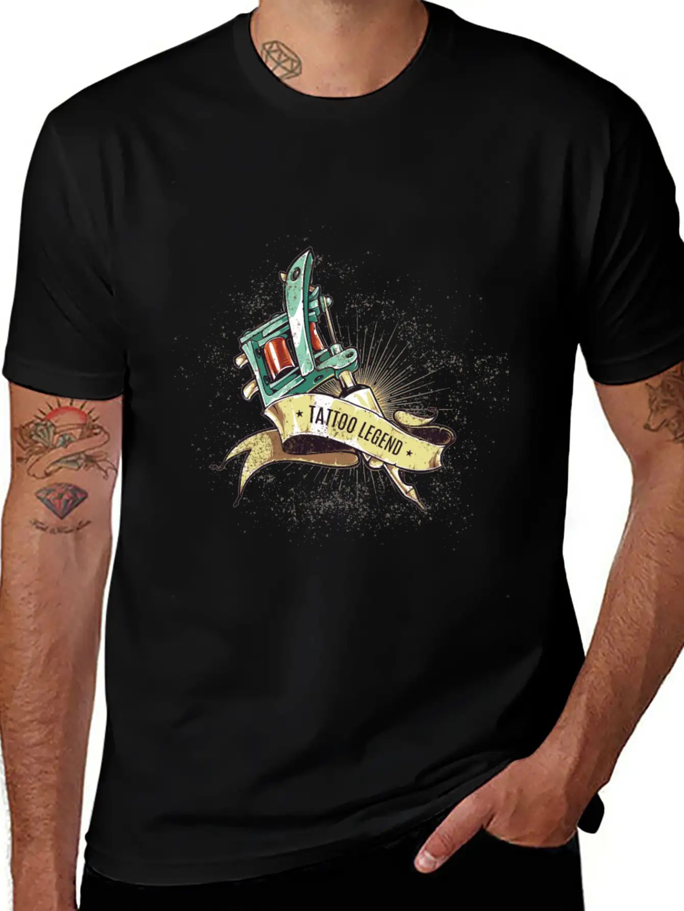 Tattoo Legend - Tattoo Machine With Sash Classic Cotton Tee – Unisex Comfort For Any Season