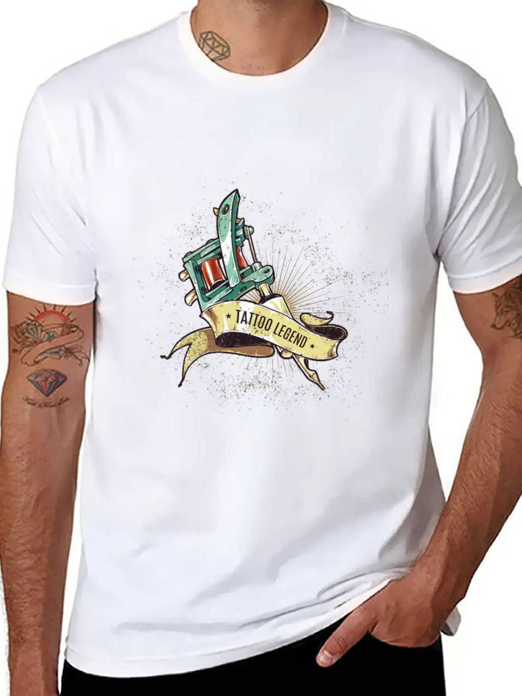 Tattoo Legend - Tattoo Machine With Sash Classic Cotton Tee – Unisex Comfort For Any Season